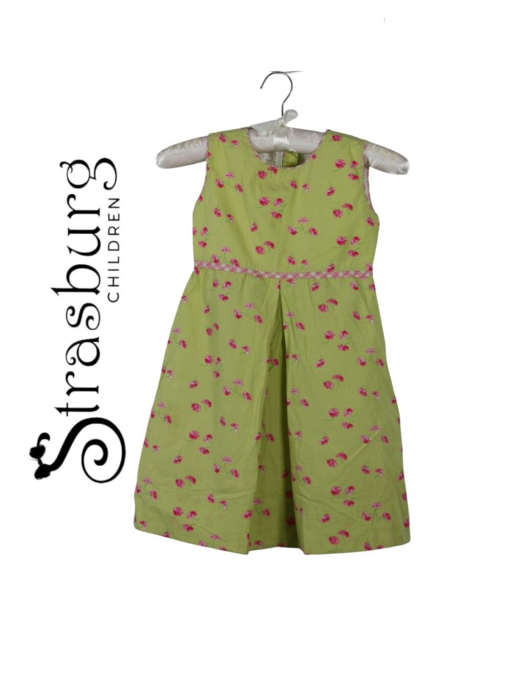 Strasburg Girl's Sleeveless Pink & Green Floral Dress Size 7